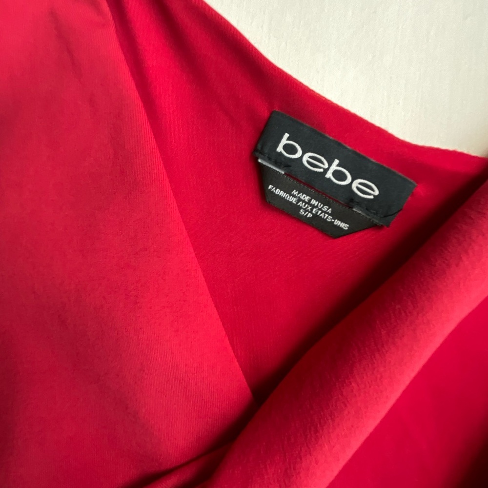 bebe Red Long Sleeve Bodycon Mini Cocktail Dress Size S - Picture 3 of 3